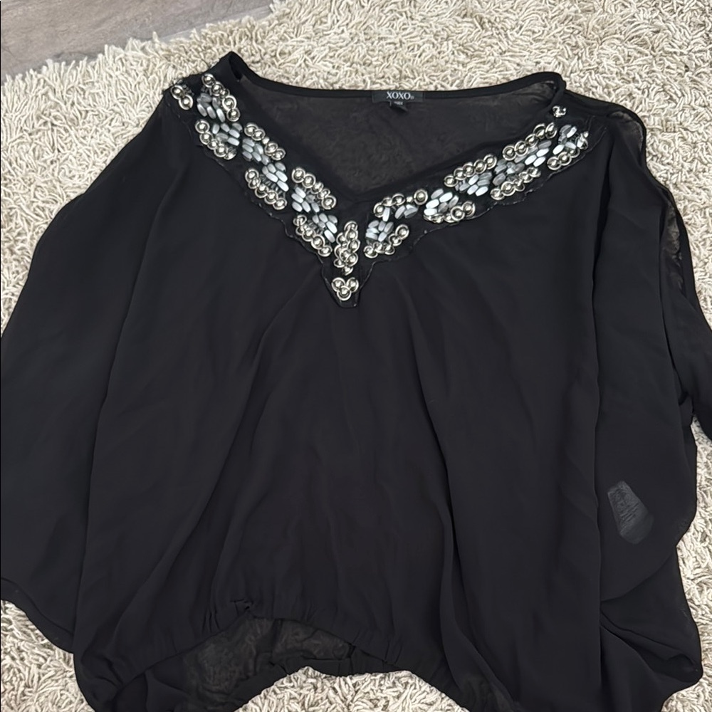 Black Embellished Women's Top